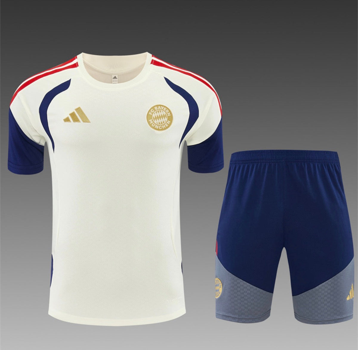 Ensemble Maillot + Short Bayern Munich Entraînement Écru/Marine 2026/27