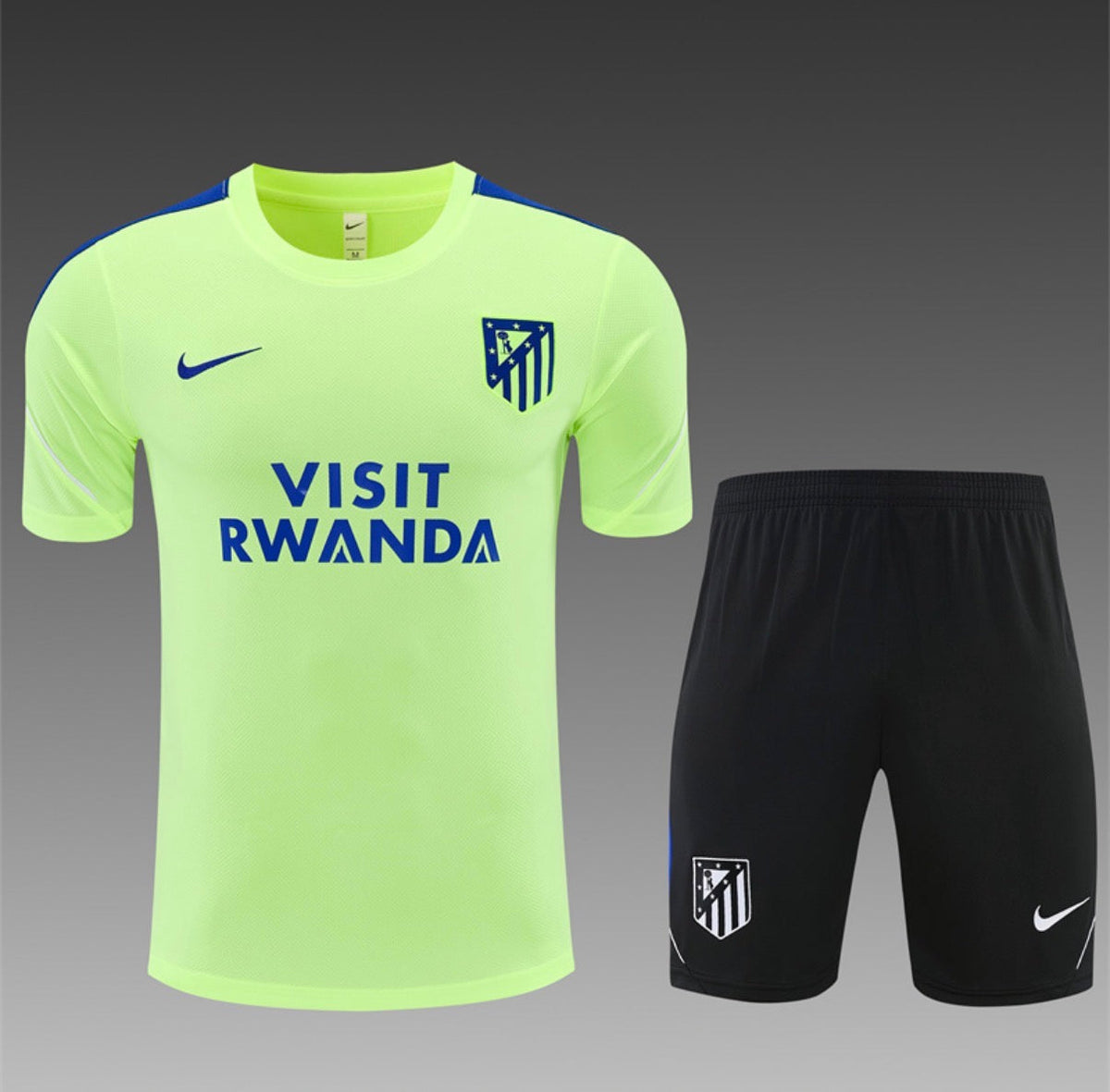 Ensemble Maillot + Short Atlético Madrid Entraînement Vert/Bleu Visit Rwanda 2026/27