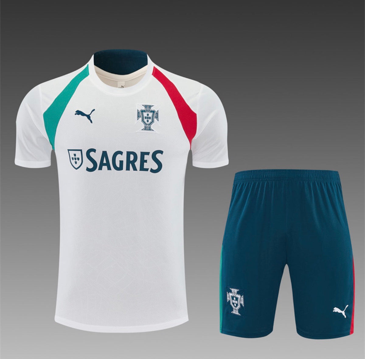 Ensemble Maillot + Short Portugal Entraînement Blanc/Marine Sagres 2026/27
