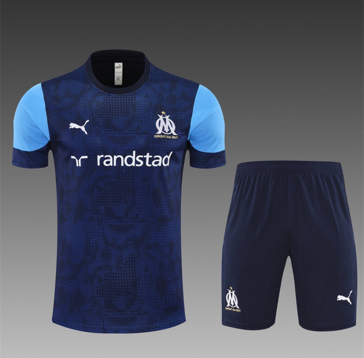 Ensemble Maillot + Short Olympique de Marseille Entraînement Marine/Ciel 2026/27